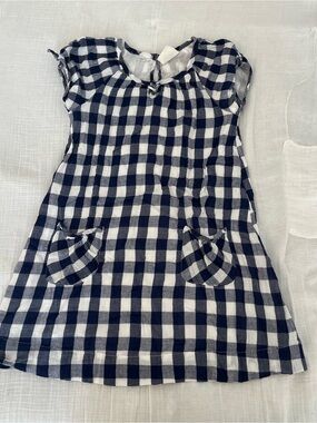 Mini Boden Navy and White Gingham Dress